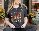 Magic Mushrooms Aesthetic Shirt, Botanical Fungi Plants Printed Unisex T Shirt, Nature Lover Mushrooms Graphic Top, Shroom Cottagecore Shirt