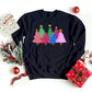 Christmas Pink Trees Crewneck Jumper, Christmas Matching Family Sweatshirt, Pink Xmas Trees Decorated Design Print Sweater, Comfy Unisex Top