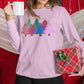 Christmas Pink Trees Crewneck Jumper, Christmas Matching Family Sweatshirt, Pink Xmas Trees Decorated Design Print Sweater, Comfy Unisex Top