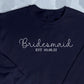 Bride and Bridesmaid Sweatshirt, Personalised Maid of Honor Embroidered Sweater, Bridal Party Jumper, Honeymoon Wedding Present Wifey Top