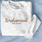 Bride and Bridesmaid Sweatshirt, Personalised Maid of Honor Embroidered Sweater, Bridal Party Jumper, Honeymoon Wedding Present Wifey Top