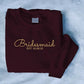 Bride and Bridesmaid Sweatshirt, Personalised Maid of Honor Embroidered Sweater, Bridal Party Jumper, Honeymoon Wedding Present Wifey Top