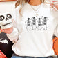 Embroidered Sweatshirt, Dainty Skeleton Halloween Crewneck Jumper, Dancing Skull Cool Bony Structure Cool Sweater