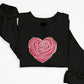 Embroidered Rose Heart Crewneck Sweater, Matching Couple Valentines Sweatshirt, Floral Love Heart Jumper, Special Valentines Matching Outfit