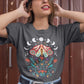 Celestial Moth Butterfly Shirt, Aesthetic Floral Art Nature Graphic T Shirt, Comfort Color Cottagecore Unisex Tee, Moon Phases Astrology Top