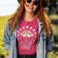 Celestial Moth Butterfly Shirt, Aesthetic Floral Art Nature Graphic T Shirt, Comfort Color Cottagecore Unisex Tee, Moon Phases Astrology Top