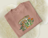 Embroidered Mushroom Sweatshirt, Aesthetic Magic Mushroom Flower Nature Sweater, Cottagecore Wild Forest Shroom Jumper, Nature Lover Gift