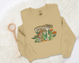 Embroidered Mushroom Sweatshirt, Aesthetic Magic Mushroom Flower Nature Sweater, Cottagecore Wild Forest Shroom Jumper, Nature Lover Gift