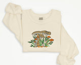 Embroidered Mushroom Sweatshirt, Aesthetic Magic Mushroom Flower Nature Sweater, Cottagecore Wild Forest Shroom Jumper, Nature Lover Gift