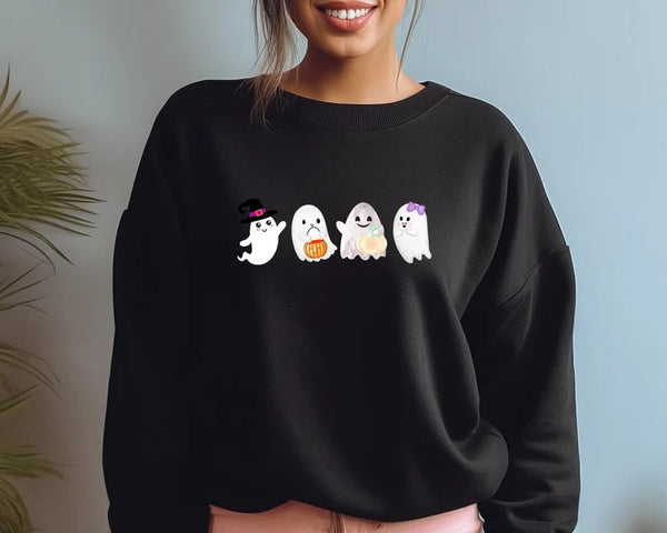 Halloween Ghost Sweatshirt, Vintage Fall Sweater, Cute Retro Halloween Ghost Crewneck Jumper, Comfort Colors Unisex Outfits