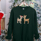 Embroidered Christmas Reindeer Sweater, Christmas Family Matching reindeer Sweatshirt, Cute Baby Deers jumper, Couple Matching Xmas Outfits