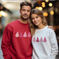 Christmas Tree Jumper, Christmas Crewneck Sweatshirt, Xmas Women Matching Pink Trees Minimalist Sweater, Christmas Eve Holiday Party Gifts