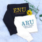 Personalised College Sweatshirts, College Floral Embroidery Jumper, Custom Name with Initials University Sweaters, Special Graduation Gifts