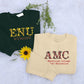 Personalised College Sweatshirts, College Floral Embroidery Jumper, Custom Name with Initials University Sweaters, Special Graduation Gifts