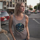 Magical Mushroom Graphic Women Tank Top, Mushroom Mystical Art Sleeveless Summer Tops, Boho Forest Nature Print Ladies Gym Racerback Tank
