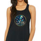 Magical Mushroom Graphic Women Tank Top, Mushroom Mystical Art Sleeveless Summer Tops, Boho Forest Nature Print Ladies Gym Racerback Tank