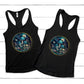 Magical Mushroom Graphic Women Tank Top, Mushroom Mystical Art Sleeveless Summer Tops, Boho Forest Nature Print Ladies Gym Racerback Tank