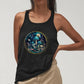 Magical Mushroom Graphic Women Tank Top, Mushroom Mystical Art Sleeveless Summer Tops, Boho Forest Nature Print Ladies Gym Racerback Tank
