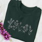 Flower Sweatshirt, Wildflowers Embroidered Crewneck Sweatshirt, Unisex Sweater, Birth Month Flowers Cottagecore Plants Jumper, Gift for Her