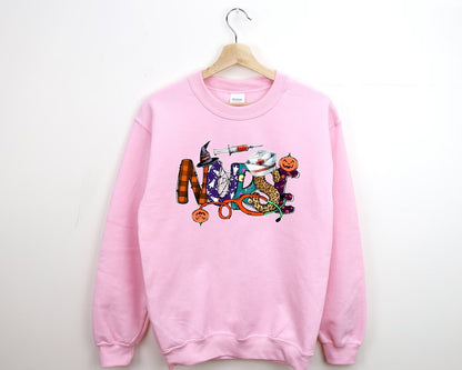 Nurse Halloween Jumper, Comfort Color Nurse Design Halloween Sweatshirt, Spooky Season Sweater, Halloween Nurse Clothing