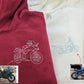Bike Portrait Embroidered Photo Hoodie, Personalised Motor Bike Sketch from Photo Hoody, Couple Matching Initial Hooded Jumper, Gift for Him