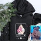 Custom Album Cover Photo Hoodie, Personalised Song Plaque With Couple Image Sketch Jumper, Matching Couple Sweater, Valentines Gift For Him