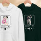 Custom Album Cover Photo Hoodie, Personalised Song Plaque With Couple Image Sketch Jumper, Matching Couple Sweater, Valentines Gift For Him