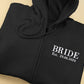 Bride Zip Up Hoodie, Custom Embroidered Wifey Hooded Sweater, Couple Matching Initials Anniversary Jumpers, Bridal Shower Hen Do Party Gifts