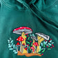 Aesthetic Mushrooms Embroidered Hoodie, Botanical Magic Mushrooms Art Nature Pullover Sweatshirt, Forest Fungi Shroom Cottagecore Unisex Top