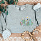Embroidered Floral Sweater, Wild Flowers Nature Sweatshirt, Minimalist Crewneck Sweatshirt, Aesthetic Unisex Comfy Jumper, Plant Lover Gift