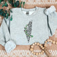 Palestine Map Crewneck Sweatshirt, Palestine Arabic Embroidery Sweater, Adult Unisex Jumper, Palestine Clothing, Embroidery Sweater