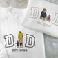 Embroidered Dad Sketch from Photo Sweater, Personalised Picture Drawing Sweatshirt, Custom Dad Est Year Jumper, Father Day Gift, Dad Present