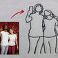 Photo Embroidered Initial Couple Matching Hoodie, Outline Portrait Sketch from Photo Sweatshirt, Anniversary Wedding Wife Jumper, GF BF Gift