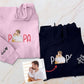 Custom Sketch Embroidered Photo Hoodie, Personalised Faceless Portrait Sketch Hoody, Daddy Matching Birthday Tops , Fathers Day Gift for Dad