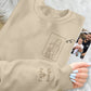 Personalised Dad Embroidered Portrait Photo Sweater, Custom Dad Faceless Sketch Sweatshirt, Kids Name on Sleeve Sweater, Fathers Day Gifts