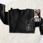 Personalised Dad Embroidered Portrait Photo Sweater, Custom Dad Faceless Sketch Sweatshirt, Kids Name on Sleeve Sweater, Fathers Day Gifts
