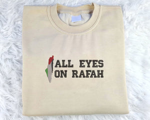 All Eyes On Rafah Embroidered Sweatshirt, Palestine Flag Map Sweater, Palestine Clothing, Prefect Embroidery, Adults Sizes