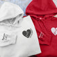 Custom Embroidered Initial Matching Hoodie, Personalised Roman Numeral Date Wife Jumper, GF BF Matching Hoody for Couples, Gift for Partner