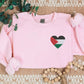 Palestine Flag Heart Sweatshirt, Embroidered Palestine Monogram Heart Sweater, Palestine Crewneck, Unisex Pullover Jumpers