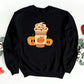 Halloween Sweatshirt, Pumpkin Spice Coffee Printed Sweater, Halloween Coffee Cup Autumn Fall Retro Crewneck Jumpers, Halloween Night Outfits