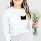 Cute Black Cat Halloween Sweatshirt, Fall Cat Printed Sweatshirt, Vintage Halloween Party Jumper, Spooky Season Shirt, Halloween Clothing
