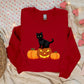 Halloween Crewneck Sweater, Cat on Pumpkins Halloween Sweatshirt, Black Cat Sweatshirt, Unisex Jumpers, Spooky Season Tops, Halloween Gifts