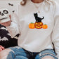Halloween Crewneck Sweater, Cat on Pumpkins Halloween Sweatshirt, Black Cat Sweatshirt, Unisex Jumpers, Spooky Season Tops, Halloween Gifts