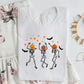 Halloween Pumpkin Skeleton T-Shirt, Vintage Dancing Skeleton Printed Shirt, Skull Fall Matching Tee Shirt, Halloween Night Party Clothing