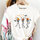 Halloween Pumpkin Skeleton T-Shirt, Vintage Dancing Skeleton Printed Shirt, Skull Fall Matching Tee Shirt, Halloween Night Party Clothing