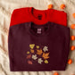 Embroidered Falling Leaves Sweater, Vintage Autumn Fall Sweatshirt, Thanksgiving Crewneck Foliage Jumper, Autumn Season Outfits Gift for Him