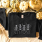 Halloween Dancing Skeletons Sweater, Embroidered Dainty Skull Sweatshirt, Vintage Fall Spooky Season Jumper, Cute Halloween Party Clothing
