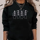 Halloween Dancing Skeletons Sweater, Embroidered Dainty Skull Sweatshirt, Vintage Fall Spooky Season Jumper, Cute Halloween Party Clothing