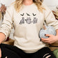Halloween Ghost Cats Sweatshirt, Embroidered Halloween Bats Sweater, Vintage Fall Spooky Season Jumper, Cute Halloween Party Outfits Gifts