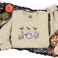 Halloween Ghost Cats Sweatshirt, Embroidered Halloween Bats Sweater, Vintage Fall Spooky Season Jumper, Cute Halloween Party Outfits Gifts
